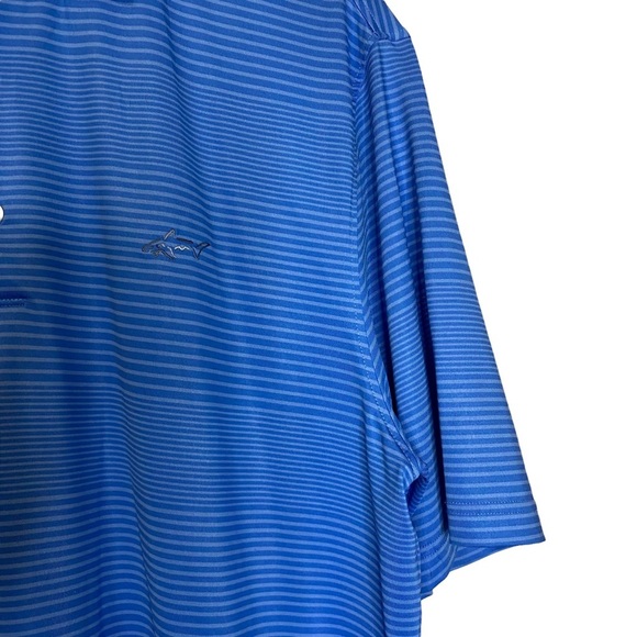 Greg Norman Blue Striped Collared Golf Polo Short Sleeve Shirt Large L - Picture 9 of 16